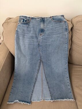 Juicy Couture Light Blue Denim Midi Skirt with Front Slit